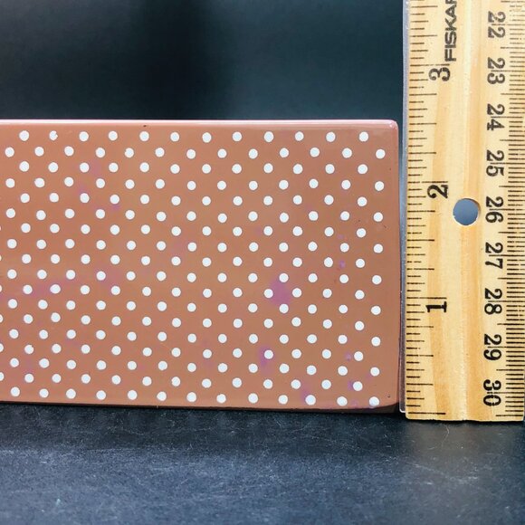 60s Polka Dots Pastel Brown Tissue Box Cover Midcentury Bathroom Utility Decor - Picture 8 of 10